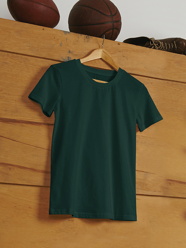 Solid plain Bottle Green Unisex T-Shirt